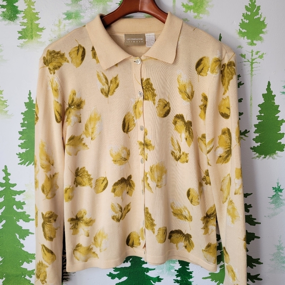 Liz Claireborne leaves Print Cardigan.